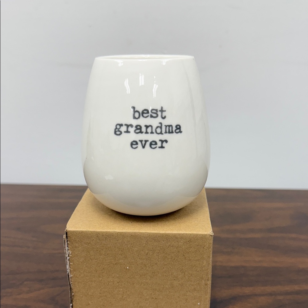 White Ceramic stemless wine glass- Best Grandma Ever